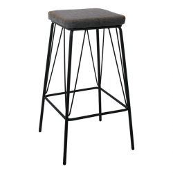 PANTON ΣΚΑΜΠΩ BAR ΜΕΤΑΛ.ΜΑΥΡΟ/PU VINTAGE GREY 43x43x76cm