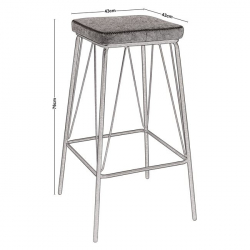 PANTON ΣΚΑΜΠΩ BAR ΜΕΤΑΛ.ΜΑΥΡΟ/PU VINTAGE GREY 43x43x76cm