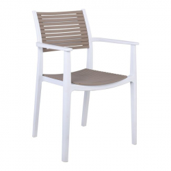 AKRON ΠΟΛΥΘΡΟΝΑ PP ΛΕΥΚΟ/SAND BEIGE 58x54x86cm
