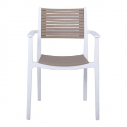 AKRON ΠΟΛΥΘΡΟΝΑ PP ΛΕΥΚΟ/SAND BEIGE 58x54x86cm