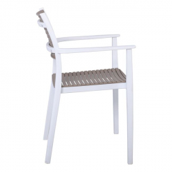 AKRON ΠΟΛΥΘΡΟΝΑ PP ΛΕΥΚΟ/SAND BEIGE 58x54x86cm