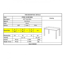 ART ΤΡΑΠΕΖΙ MDF ΛΕΥΚΟ 120X80Χ73
