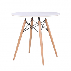 ART Wood Tραπέζι, Πόδια Οξυά Φυσικό, Επιφάνεια MDF Άσπρο 80Χ80Χ74