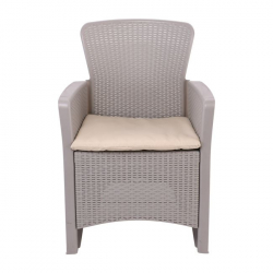 BOSTONIAN PP-UV Πολυθρόνα K/D Sand Grey / Μαξιλάρι Μπεζ 55x55x86cm