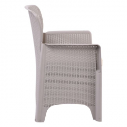 BOSTONIAN PP-UV Πολυθρόνα K/D Sand Grey / Μαξιλάρι Μπεζ 55x55x86cm