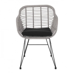 SALSA ΠΟΛΥΘΡΟΝΑ ΜΕΤΑΛΛΙΚΗ ΜΑΥΡΗ/WICKER ΓΚΡΙ 55x66x76 cm