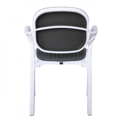 LUNA Πολυθρόνα Κήπου Στοιβαζόμενη, PP Απόχρωση Άσπρο και Ανθρακί (Rattan Look)