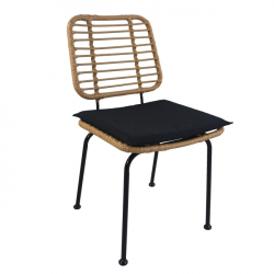 Καρέκλα Κήπου ArteLibre ATIUS Φυσικό/Μαύρο Μέταλλο/Rattan 46.5x55x86cm