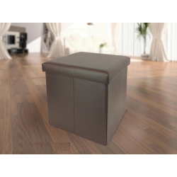 Σκαμπό Με Αποθηκευτικό Χώρο Καφέ Δέρμα 38x38x38cm