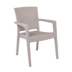 LORA-Pro Πολυθρόνα Στοιβαζόμενη, PP (Rattan Look) Απόχρωση Μπεζ 58x61x87cm