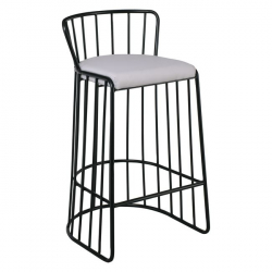 DIAZ ΣΚΑΜΠΩ BAR ΜΕΤΑΛΛΙΚΟ ΜΑΥΡΟ/ΓΚΡΙ PU 53x49x94cm