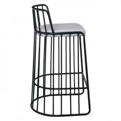 DIAZ ΣΚΑΜΠΩ BAR ΜΕΤΑΛΛΙΚΟ ΜΑΥΡΟ/ΓΚΡΙ PU 53x49x94cm