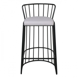 DIAZ ΣΚΑΜΠΩ BAR ΜΕΤΑΛΛΙΚΟ ΜΑΥΡΟ/ΓΚΡΙ PU 53x49x94cm