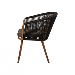 Πολυθρόνα Κήπου ArteLibre LOFOI Μαύρο/Καφέ Αλουμίνιο/Rattan 60x62x81cm