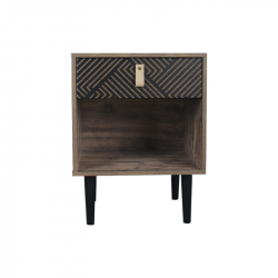 HOME ΚΟΜΟΔΙΝΟ ΞΥΛΙΝΟ ΜΑΥΡΟ GREY OAK 40x39.5x55 cm