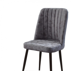 DELUX ΚΑΡΕΚΛΑ ΥΦΑΣΜΑ ΓΚΡΙ ME ΜΕΤΑΛΛΙΚΟ MAΥΡΟ ΠΟΔΙ 46x49x92cm