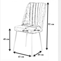 DELUX ΚΑΡΕΚΛΑ ΥΦΑΣΜΑ ΓΚΡΙ ME ΜΕΤΑΛΛΙΚΟ MAΥΡΟ ΠΟΔΙ 46x49x92cm