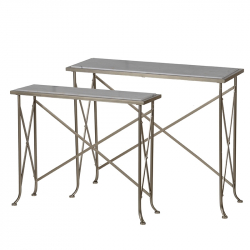 Κονσόλα βοηθητική με feaux marble καπάκι Σετ/2 Χρυσό Μέταλλο 100x32x83cm