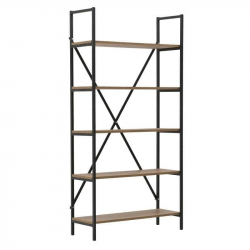 ΡΑΦΙΕΡΑ ΞΥΛ/ΜΕΤΑΛ. NATURAL/ΜΑΥΡΗ 180Χ90Χ35cm | Click