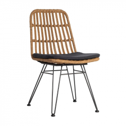 Καρέκλα Kahlua Wicker Φυσικό/Μάυρο 46x62x86