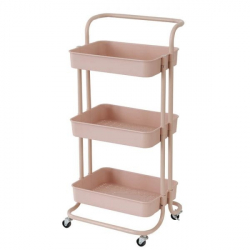 ΜΑΝΑΒΗΣ ΤΡΟΛΕΪ ΜΕΤΑΛΛΙΚΟΣ ΜΕ ΧΕΙΡΟΛΑΒΗ DUSTY PINK 43x36x86