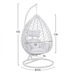 ΚΡΕΜΑΣΤΗ ΠΟΛΥΘΡΟΝΑ ΦΩΛΙΑ CATALINA HM5677.02 ΜΕ ΛΕΥΚΟ WICKER και ΜΑΞΙΛΑΡΙΑ Φ105Χ195Υ εκ.