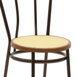 Καρέκλα Βιέννης pakoworld pe rattan μπεζ-μέταλλο καφέ σφυρήλατο 40,5x51x86,5εκ