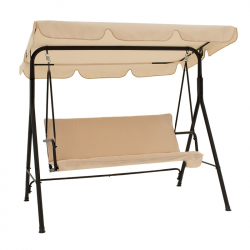 Κούνια Globo pakoworld μέταλλο μαύρο-ύφασμα μπεζ (170x110x152εκ)