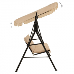 Κούνια Globo pakoworld μέταλλο μαύρο-ύφασμα μπεζ (170x110x152εκ)