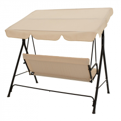 Κούνια Globo pakoworld μέταλλο μαύρο-ύφασμα μπεζ (170x110x152εκ)