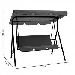 Κούνια Globo pakoworld μέταλλο μαύρο-ύφασμα μπεζ (170x110x152εκ)