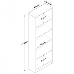 Βιβλιοθήκη Goldie pakoworld sonoma-λευκό 60x25x170εκ