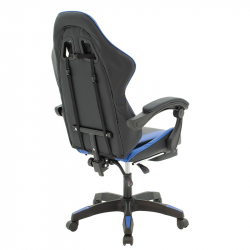 Καρέκλα γραφείου Runner gaming pakoworld PVC μαύρο-ύφασμα μπλε 64x49x119εκ