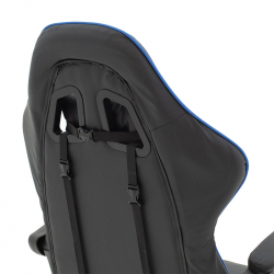 Καρέκλα γραφείου Runner gaming pakoworld PVC μαύρο-ύφασμα μπλε 64x49x119εκ