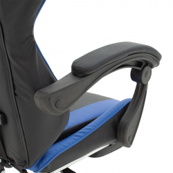 Καρέκλα γραφείου Runner gaming pakoworld PVC μαύρο-ύφασμα μπλε 64x49x119εκ