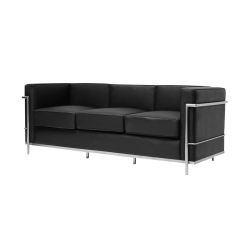GENOVA ΚΑΝΑΠΈΣ 3-ΘΈΣΙΟΣ INOX/PU ΜΑΎΡΟ 197X75X72 CM
