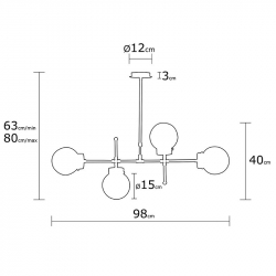 Φωτιστικό οροφής τετράφωτο PWL-0156 pakoworld Ε27 χρώμα λευκό-χρυσό 98x15x80εκ