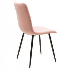 Noor Καρέκλα μεταλλική μαύρη με βελούδο ροζ 46x57x87 cm