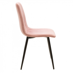 Noor Καρέκλα μεταλλική μαύρη με βελούδο ροζ 46x57x87 cm