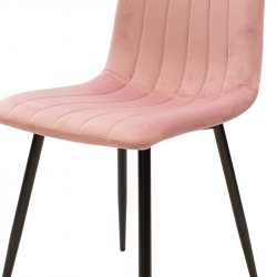 Noor Καρέκλα μεταλλική μαύρη με βελούδο ροζ 46x57x87 cm