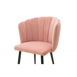 Esme Καρέκλα μεταλλική μαύρη με βελούδο ροζ 61x55x84 cm