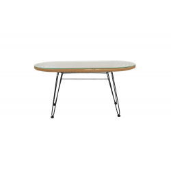 Τραπέζι Naoki pakoworld μέταλλο μαύρο-pe φυσικό-γυαλί 100x45x46εκ