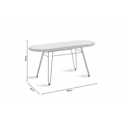 Τραπέζι Naoki pakoworld μέταλλο μαύρο-pe φυσικό-γυαλί 100x45x46εκ