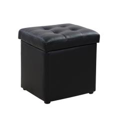 HM224.01 ΣΚΑΜΠΩ ΜΕ ΑΠΟΘΗΚΕΥΤΙΚΟ ΧΩΡΟ PU ΜΑΥΡΟ CUBE 37.5X37.5X39