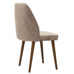 Καρέκλα Sofia pakoworld βελούδο γκρι μπεζ antique-καρυδί πόδι (49x52x91εκ)