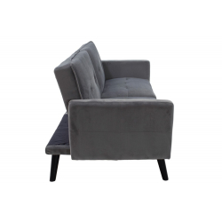 Καναπές γωνία-κρεβάτι με υποπόδιο Dream pakoworld  γκρι-ασημί βελούδο 209x157x80εκ