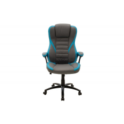 STARR ΚΑΡΕΚΛΑ ΓΡΑΦΕΙΟΥ GAMING ΑΠΟ ΔΕΡΜΑΤΙΝΗ ΣΕ ΧΡΩΜΑ ΓΚΡΙ-ΣΙΕΛ 75,5x74x119/128 cm