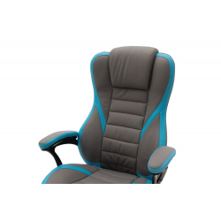 STARR ΚΑΡΕΚΛΑ ΓΡΑΦΕΙΟΥ GAMING ΑΠΟ ΔΕΡΜΑΤΙΝΗ ΣΕ ΧΡΩΜΑ ΓΚΡΙ-ΣΙΕΛ 75,5x74x119/128 cm