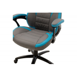 STARR ΚΑΡΕΚΛΑ ΓΡΑΦΕΙΟΥ GAMING ΑΠΟ ΔΕΡΜΑΤΙΝΗ ΣΕ ΧΡΩΜΑ ΓΚΡΙ-ΣΙΕΛ 75,5x74x119/128 cm