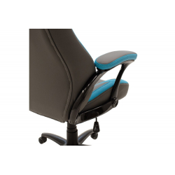 STARR ΚΑΡΕΚΛΑ ΓΡΑΦΕΙΟΥ GAMING ΑΠΟ ΔΕΡΜΑΤΙΝΗ ΣΕ ΧΡΩΜΑ ΓΚΡΙ-ΣΙΕΛ 75,5x74x119/128 cm